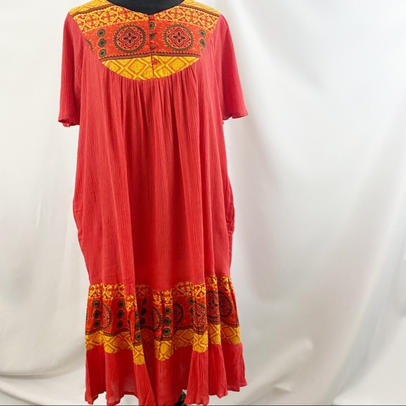 VTG Boho Embroidered Flowy Maxi Dress Long Dress - Picture 5 of 9